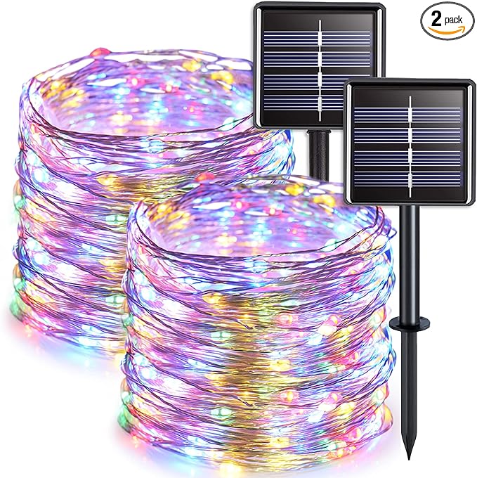 JMEXSUSS 2 Pack Solar Christmas Lights Outdoor Waterproof, Each 33FT 100 LED by JMEXSUSS