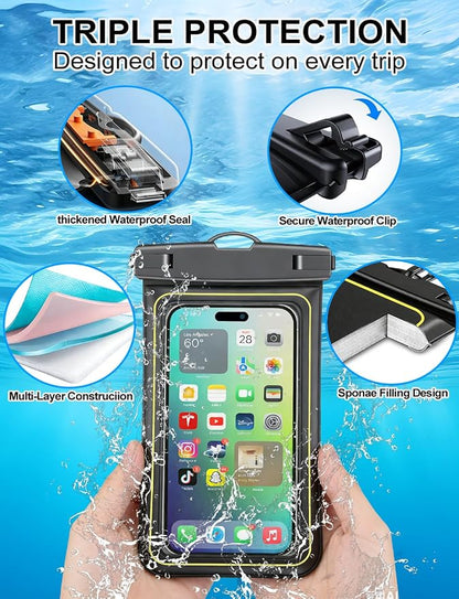 Famoby 4 Pack IP68 Waterproof Phone Pouch Adjustable Neck Lanyard Dry Bag - Image 4
