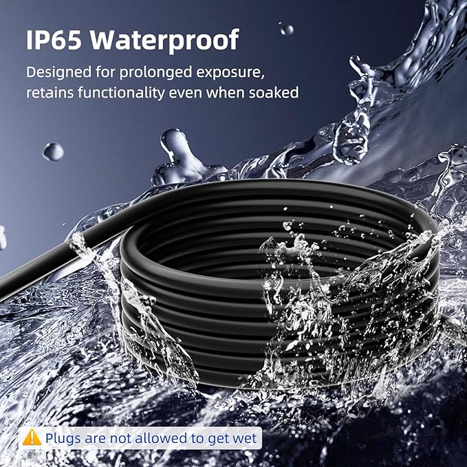 100 FT 3 Outlet Outdoor Extension Cord Waterproof, 16/3 SJTW Black Extension - Image 5