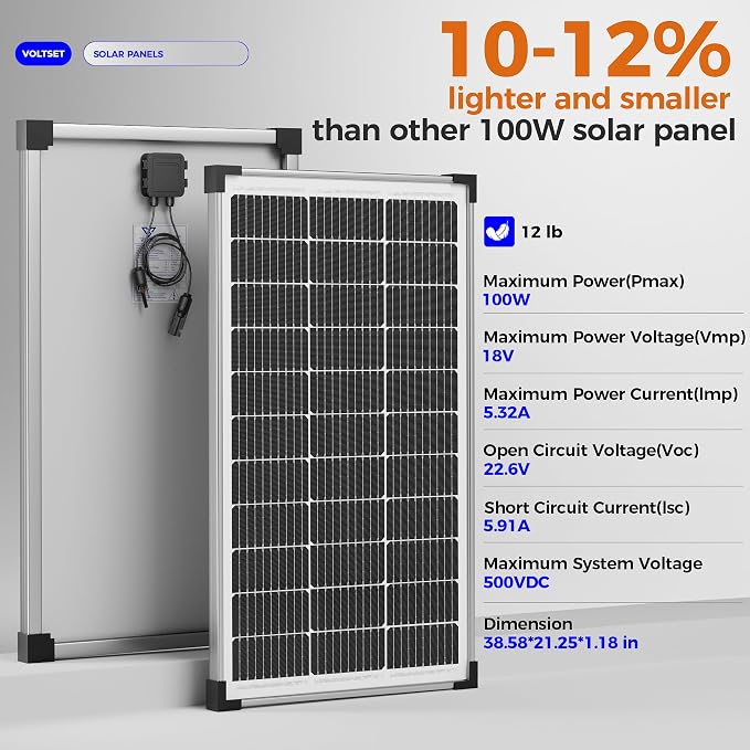 Voltset 200W 12V Solar Panels, High Efficiency 9BB Cell Monocrystalline Solar - Image 7