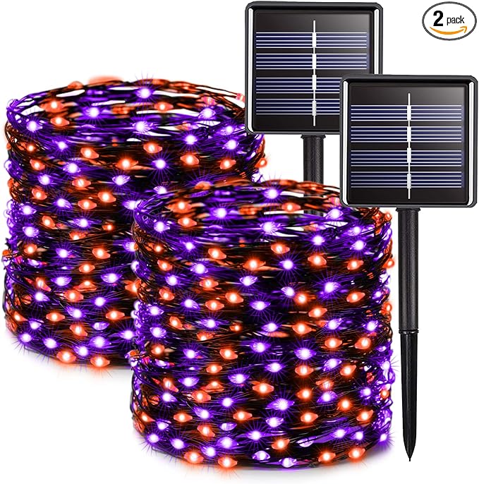 JMEXSUSS 2 Pack Solar Halloween Lights Outdoor Waterproof, Total 66FT 200 LED by JMEXSUSS