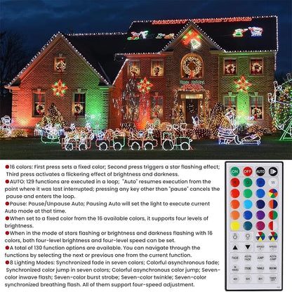 HOME LIGHTING 66ft Christmas Decorative Mini Lights, 200 LED RGB Changing 8 - Image 3