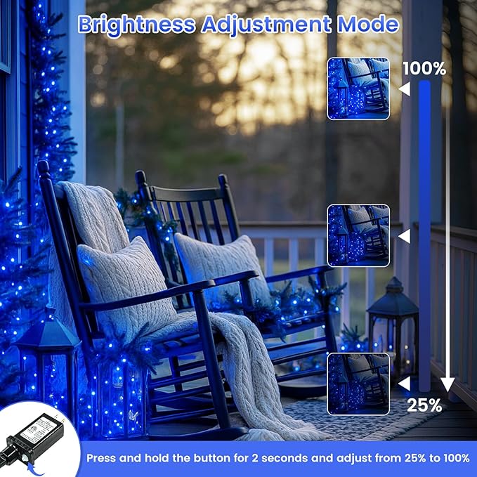Upgraded Connectable 200 LED String Lights Indoor Outdoor, 66FT Blue Christmas - Image 5