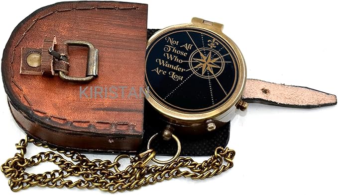 Vintage Brass Compass Not All Those Who Wander are Lost, Engraved Antique - Image 6