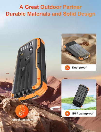 Solar Charger Power Bank, PD 20W Fast Charging External Batter, 40000mAh - Image 8