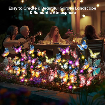 Solar Lights Outdoor Garden Decor: 6 Pack 102 Silk Butterflies - Image 3