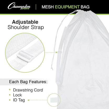 Champion Sports Mesh Equipment Bag – Heavy-Duty Nylon Drawstring Bag - Image 3