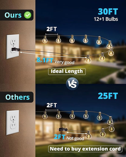 VIPAR Outdoor String Lights, 30FT 13 G40 Bulbs Patio Lights Outdoor Waterproof - Image 3