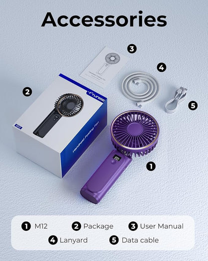 TUNISE Portable Handheld Fan, 180 Adjustable, 6 Speed Wind, USB Rechargeable - Image 8