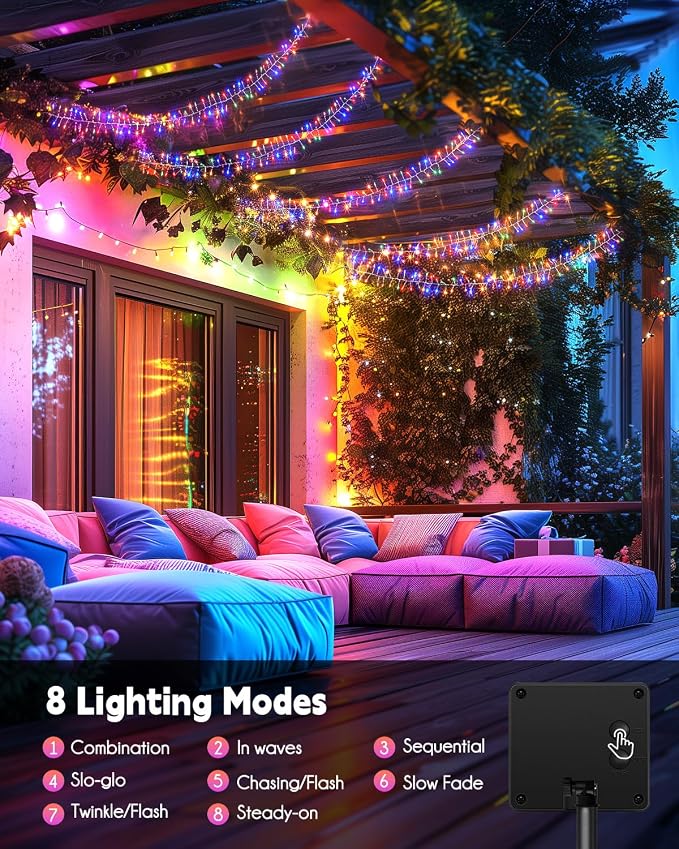 Brightown Solar Lights for Outside, 10Ft 120 LED Solar String Lights Outdoor - Image 7