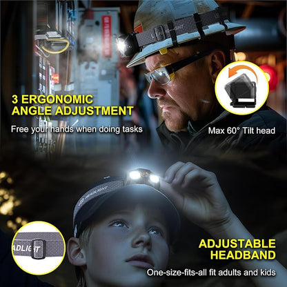 Favorlite 2 Pack Headlamp Rechargeable, 1400 Lumen Lightweight Head Lamps LED - Image 5