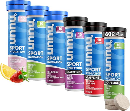 Nuun Sport + Caffeine Electrolyte Tablets – Dissolvable in Water, Variety Pack by Nuun