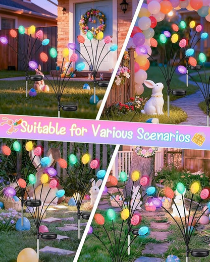 Upgraded 4 Pack Solar Easter Egg Lights Outdoor, Colorful Swaying Firefly Lights - Image 7