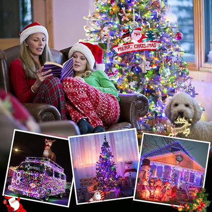 JMEXSUSS Multicolor Christmas Tree Lights Outdoor Indoor Clear Wire, 200 LED - Image 8