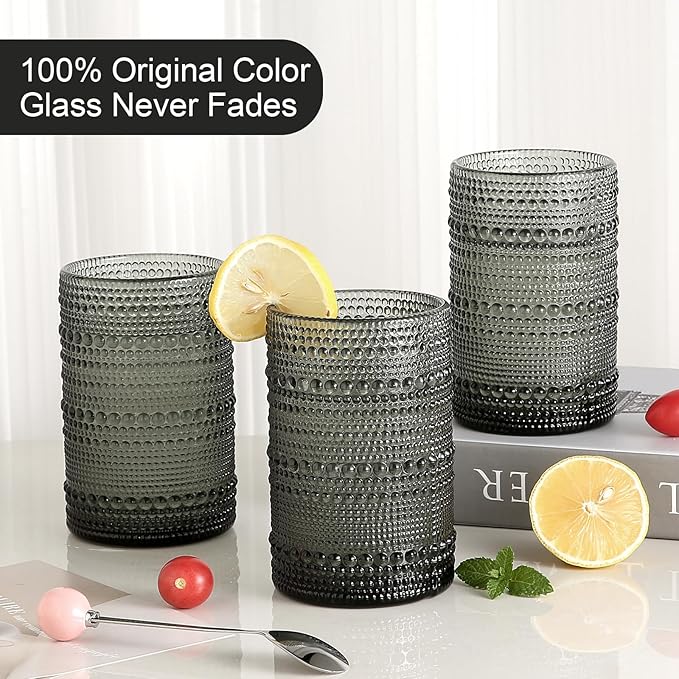 ZMOWIPDL Vintage Glassware Drinking Glasses Set of 6, 15 oz Hobnail Glass Cups - Image 3