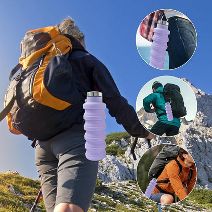 2 Pcs Silicone Collapsible Water Bottle, 17oz Portable and Lightweight Travel - Image 7