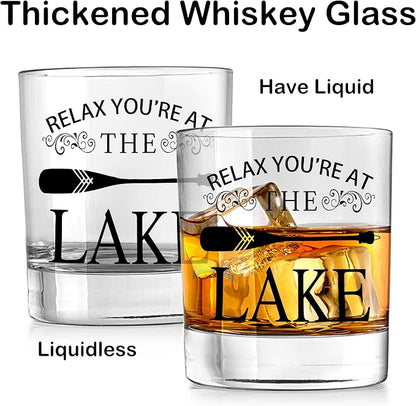 Nogrit Lake House Decor Whiskey Glasses 10 Oz, Relax You‘re at the Lake - Image 5