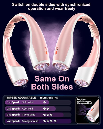 Rohent Neck Fans for Women Rechargeable: High Velocity 4 Speeds Cooling - Image 4