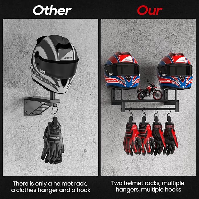 Motorcycle Helmet Holder Wall Mount, Helmet Rack - Image 5