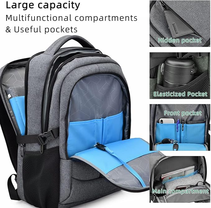 DUSLANG 17 Inch Travel Laptop Backpack Water Resistant College Backpack - Image 4