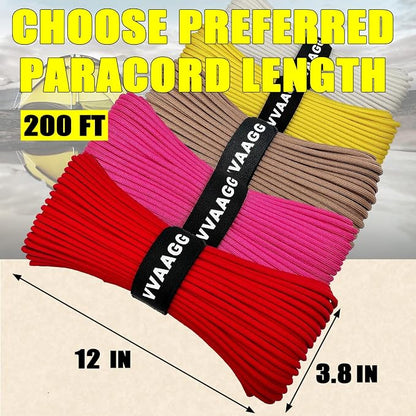 VVAAGG 1000 Red Paracord 200FT Utility Parachute Cord 4mm Nylon String12 Strand - Image 4