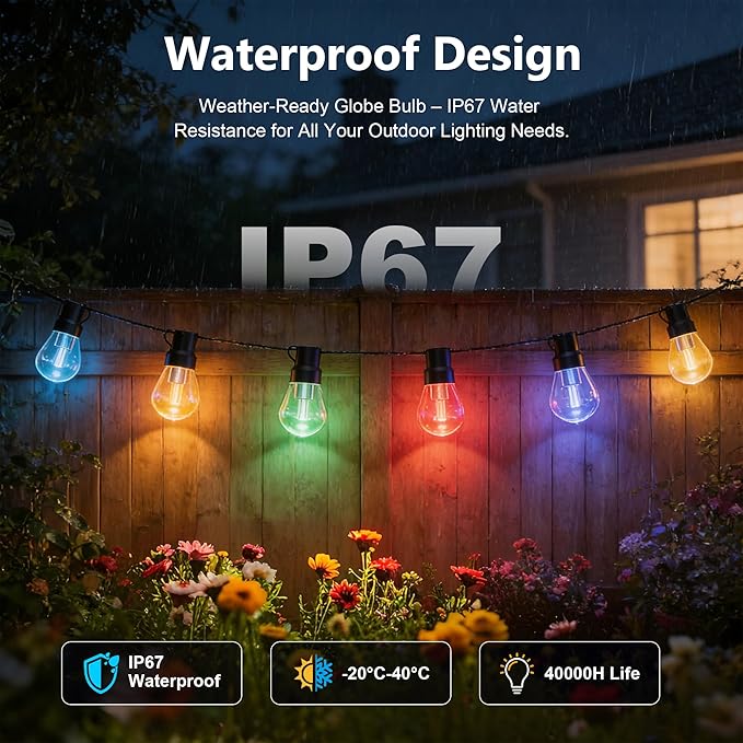 Beizelte Outdoor String Lights, 400FT RGB+IC Outside Light Dimmable - Image 2