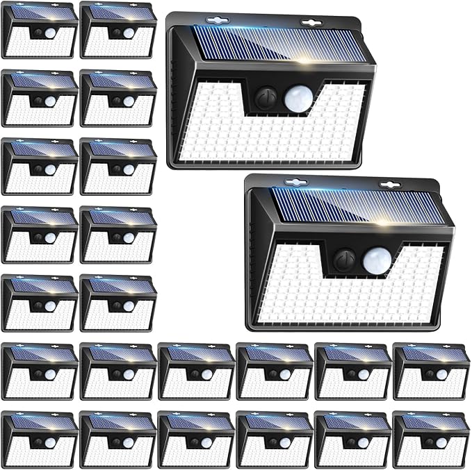 Peasur Solar Powered Lights Outdoor, 140 LED 24Pack Motion Sensor Light Outside by Peasur