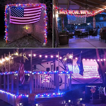 JMEXSUSS 2 Pack Red White and Blue Solar Lights, 200LED 75.5ft Patriot Solar - Image 9