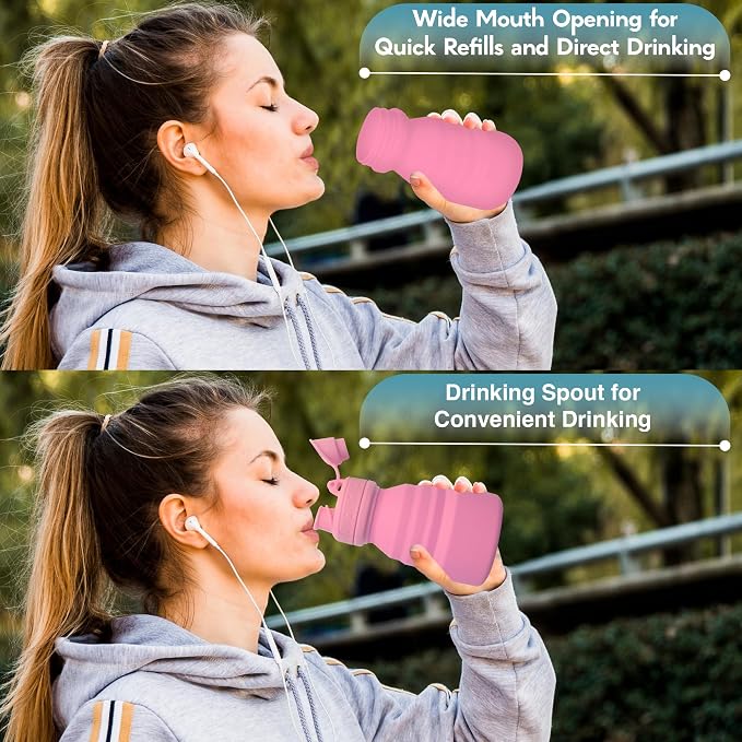 Collapsible Water Bottles 17oz, Odorless BPA-Free Silicone, Leak-Proof Foldable - Image 7