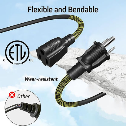 Eversimpleinc Black 1 to 3 Splitter Extension Cord, 3 Prong Plug - Image 6