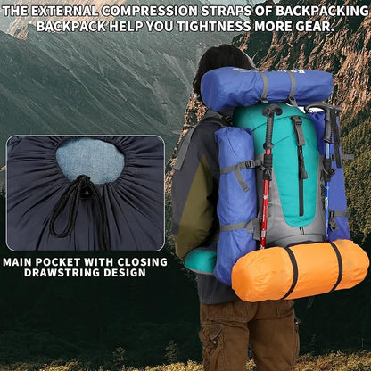 75L Hiking Backpack with Rain Cover Waterproof Camping Backpack Shoes Warehouse - Image 3