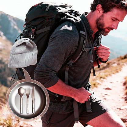 7.5Inch Titanium Plate With Knife Fork Spoon Set Of 4 - Image 6