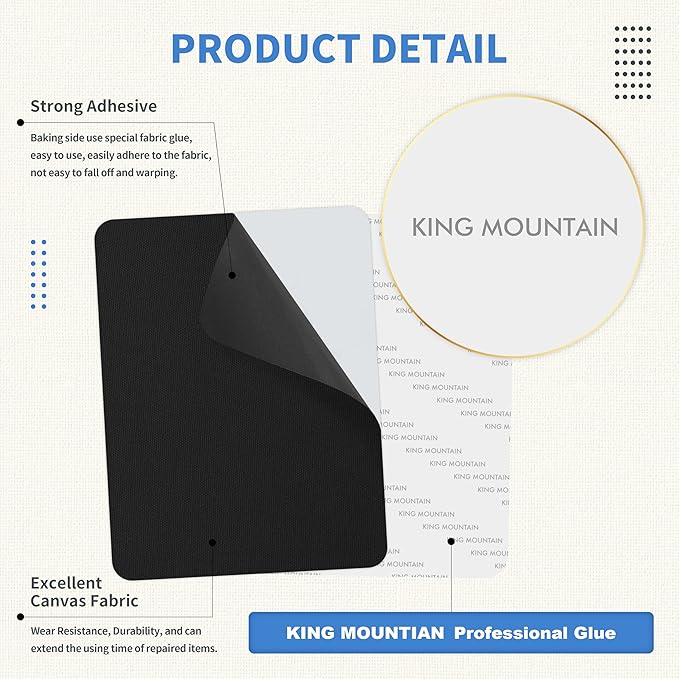 KING MOUNTAIN Canvas Repair Patch 9 x11 Inch 4 Pcs Self-Adhesive Waterproof - Image 3