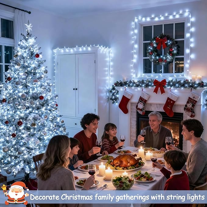 JMEXSUSS 66ft 200 LED White Christmas Lights Indoor Outdoor, Connectable String - Image 4