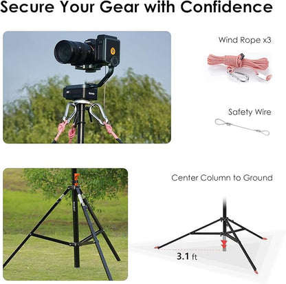 RAUBAY 24' Tall Tripod Stand, Extreme Tall Heavy Duty Sports Camera Video Tripod - Image 6