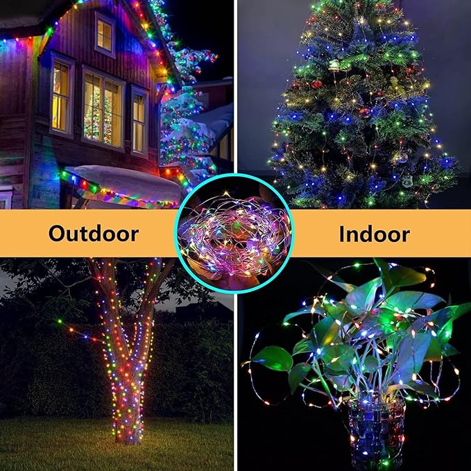 Warm White ⇋ Multicolor 66Ft 200LED Christmas Fairy Lights Plug in - Image 6