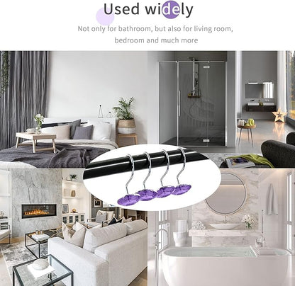 MitoVilla Purple Shower Curtain Hooks Rings, Metal Shower Hooks - Image 6