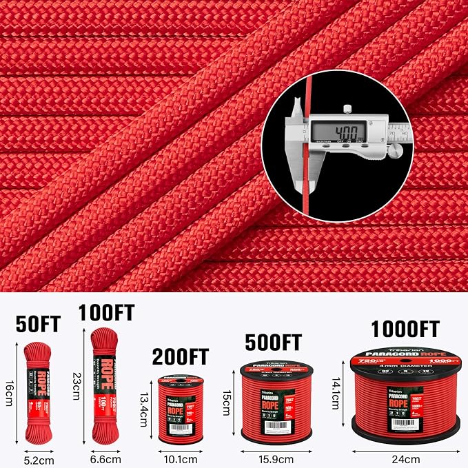 Paracord Rope 750 lb - 1000ft 5/32" Parachute Cord 4MM 12-Strand para Cord - - Image 5