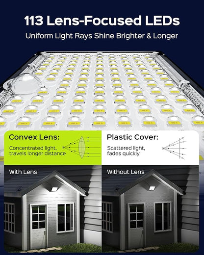 JACKYLED Motion Solar Lights Outdoor, 113 LED Cool White Bright Solar Flood - Image 3
