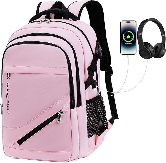 FENGDONG Large Laptop Backpack 17.3 inch Waterproof Travel College Backpack by FENGDONG