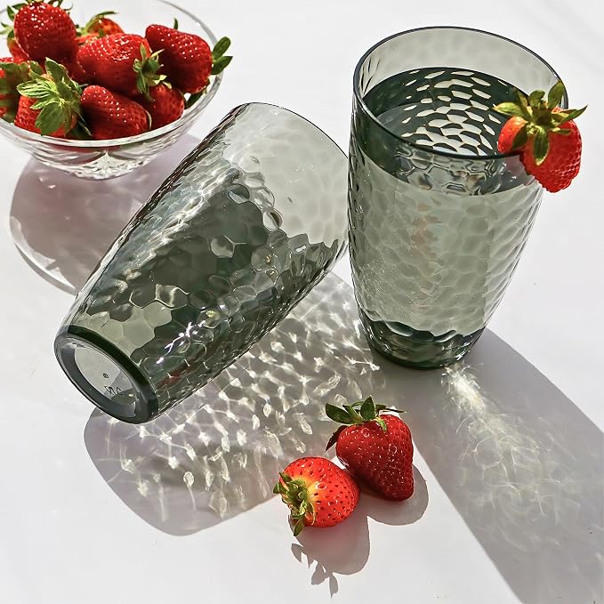 Kate Aspen Smoke Grey Hammered Plastic Tumblers, Plastic Drinking Glasses Set - Image 2