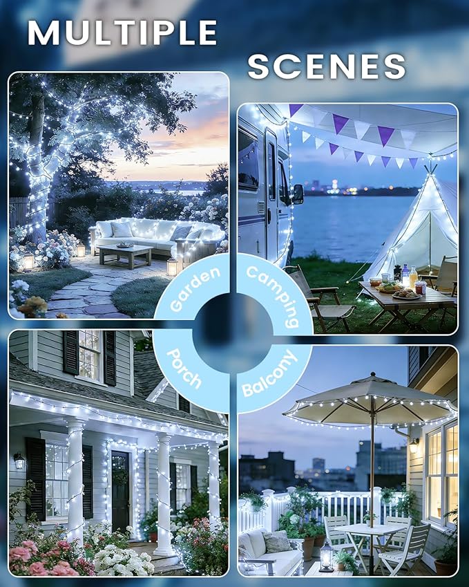 OZS 2PK 240LED Solar Sring Lights Outdoor Waterproof, Solar Christmas Lights - Image 6
