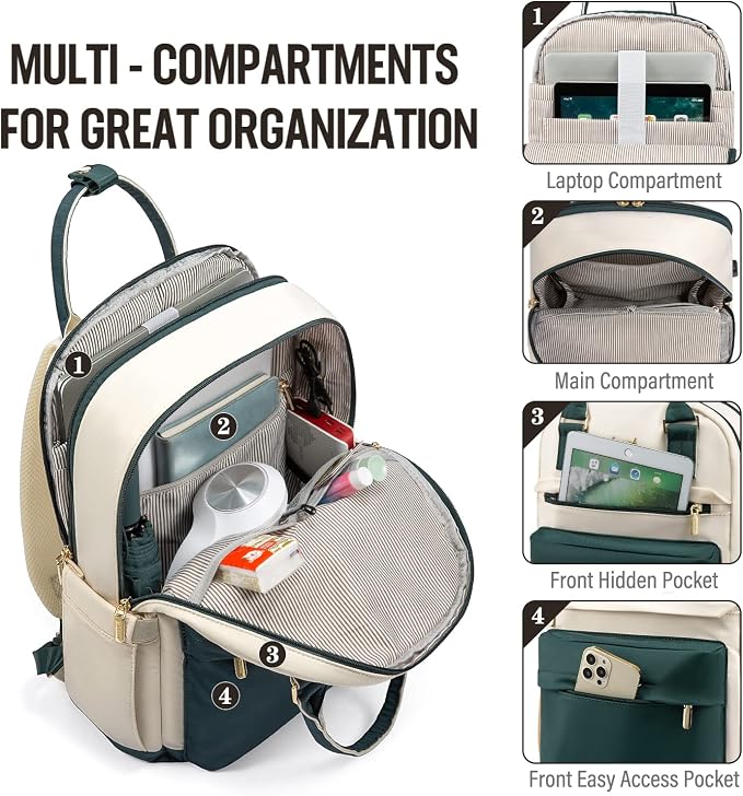 LOVEVOOK Laptop Backpack for Women 15.6 Inch Laptop Bag - Image 2