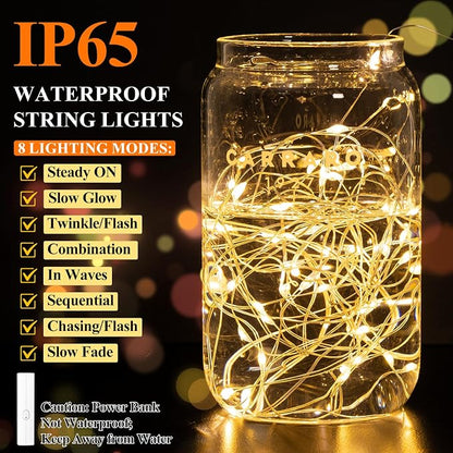 Lakumu 132FT Fairy Lights Battery Operated, Rechargeable String Lights - Image 5