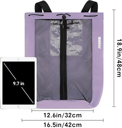WANDF Swim Bag Mesh Drawstring Backpack Beach Backpack - Image 8