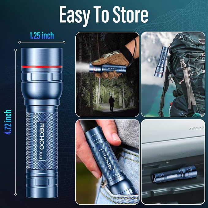 Rechargeable Flashlights High Lumens, G1000 Super Bright Flash Light, Small - Image 4