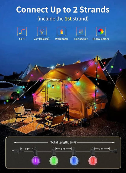 Brightown Outdoor String Lights 58 Feet G40 LED Patio Lights, 27 Plastic Edison - Image 5