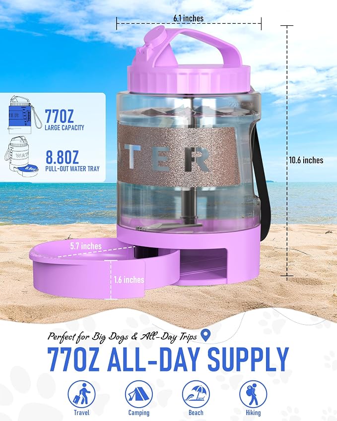 77oz Dog Travel Water Bottle, Large Portable Dog Water Bowl Dispenser, - Image 3