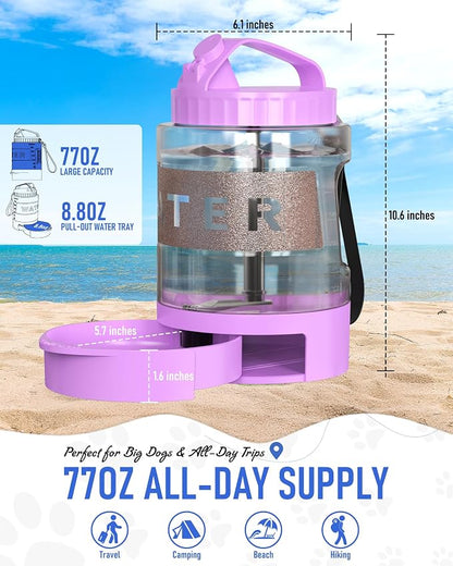 77oz Dog Travel Water Bottle, Large Portable Dog Water Bowl Dispenser, - Image 3