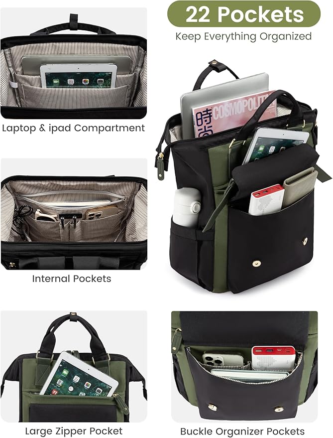 LOVEVOOK Laptop Backpack for Women Work Teacher Bag Travel Backpack, Stylish - Image 2